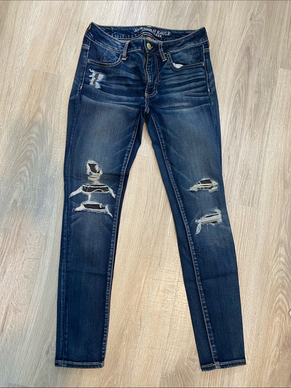 American Eagle Outfitters Dark Indigo Ripped Jeans